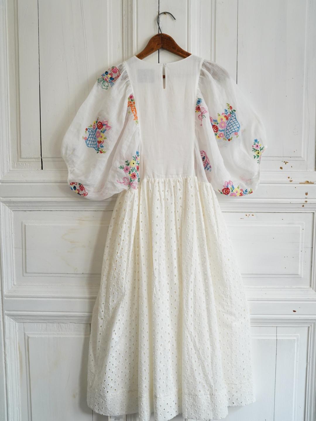 Unlogical Poem Antique Lace Cotton Embroidered Dress