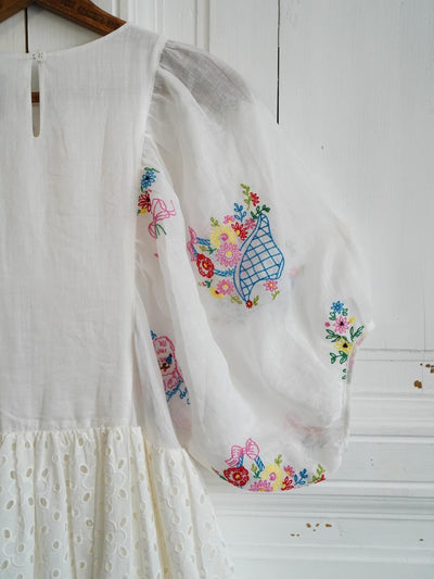 Unlogical Poem Antique Lace Cotton Embroidered Dress