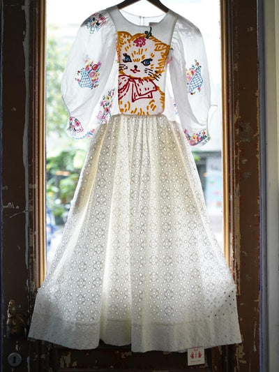 Unlogical Poem Antique Lace Cotton Embroidered Dress