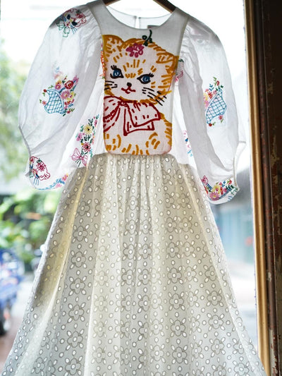 Unlogical Poem Antique Lace Cotton Embroidered Dress
