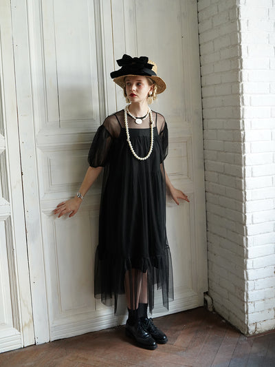 Unlogical Poem Victorian Style Black Mesh Dress