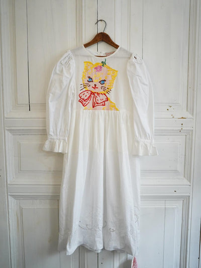 Unlogical Poem Puff Sleeve Embroidered Dress