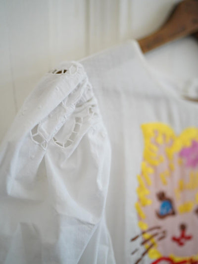 Unlogical Poem Puff Sleeve Embroidered Dress