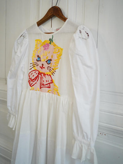 Unlogical Poem Puff Sleeve Embroidered Dress