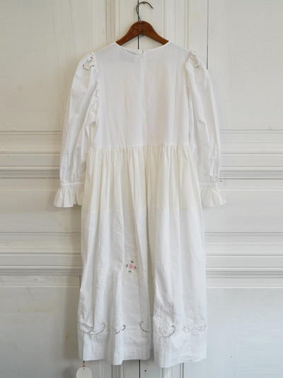 Unlogical Poem Puff Sleeve Embroidered Dress