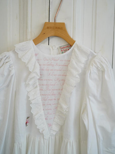 Unlogical Poem Puff Sleeve Embroidered Dress