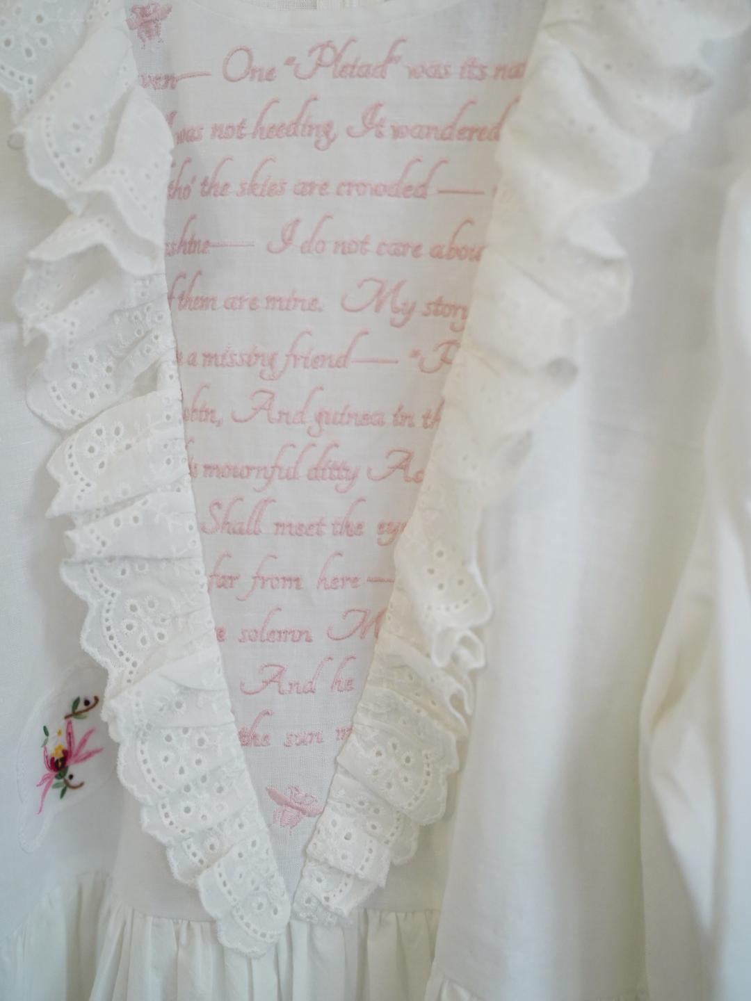 Unlogical Poem Puff Sleeve Embroidered Dress