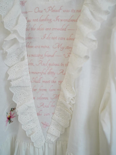 Unlogical Poem Puff Sleeve Embroidered Dress