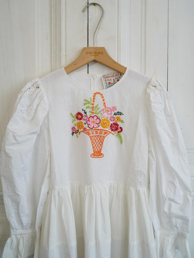 Unlogical Poem Puff Sleeve Embroidered Dress