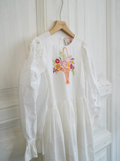 Unlogical Poem Puff Sleeve Embroidered Dress