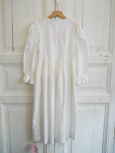 Unlogical Poem Puff Sleeve Embroidered Dress