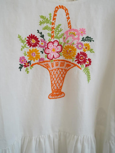 Unlogical Poem Puff Sleeve Embroidered Dress