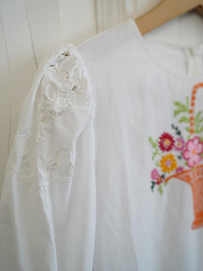 Unlogical Poem Puff Sleeve Embroidered Dress