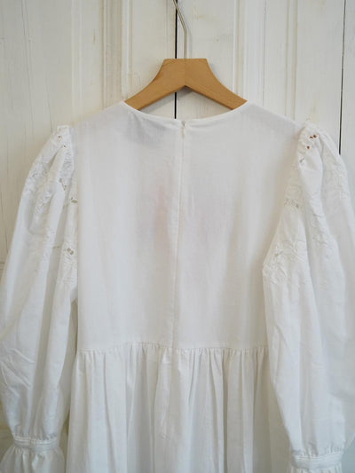 Unlogical Poem Puff Sleeve Embroidered Dress