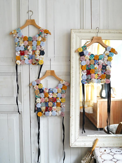 Unlogical Poem Heavy-Duty Colorful Yo-Yo Flower Tie-Back Vest