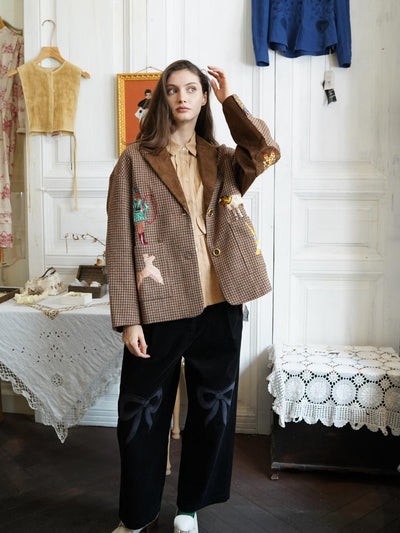 Unlogical Poem Circus Embroidered Corduroy Blazer
