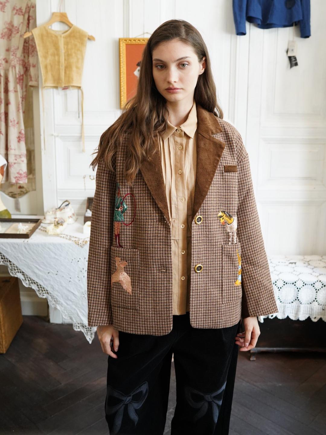 Unlogical Poem Circus Embroidered Corduroy Blazer