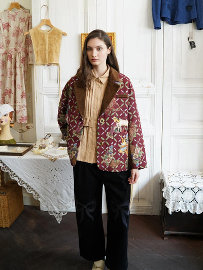 Unlogical Poem Circus Embroidered Corduroy Blazer