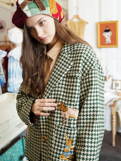 Unlogical Poem Circus Embroidered Corduroy Blazer