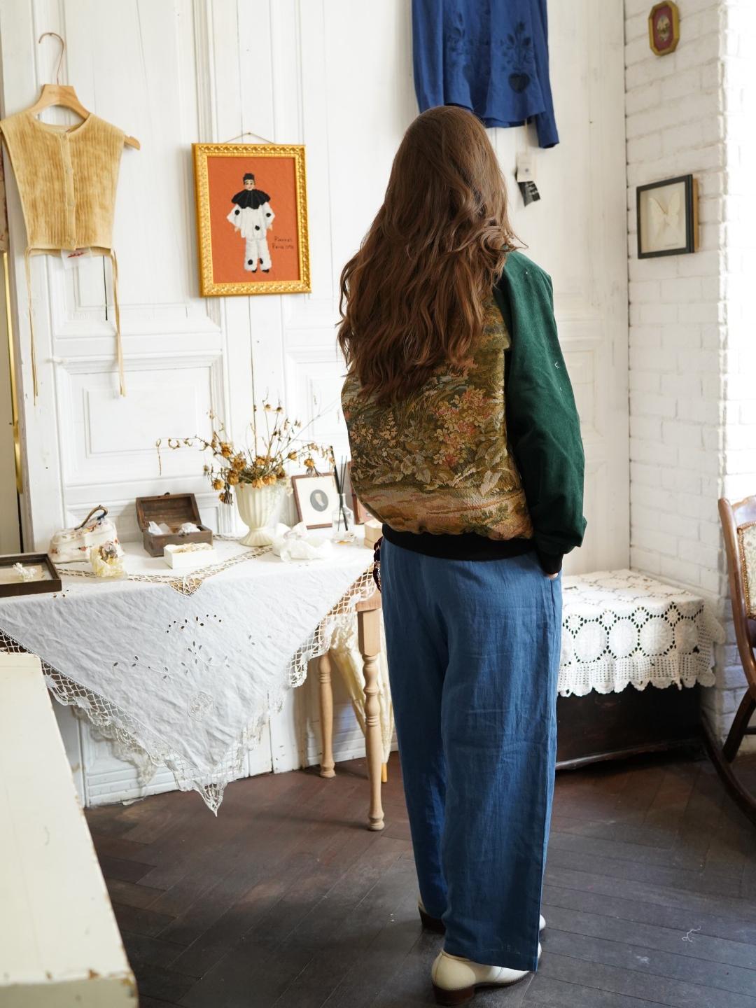 Unlogical Poem Retro Style Patchwork Velvet Embroidery Souvenir Jacket