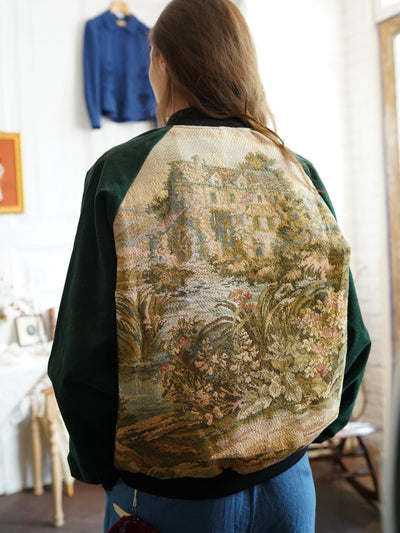Unlogical Poem Retro Style Patchwork Velvet Embroidery Souvenir Jacket