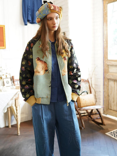 Unlogical Poem Hen-dyed Patchwork Cat Brocade Jacket