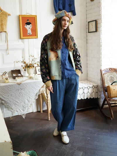 Unlogical Poem Hen-dyed Patchwork Cat Brocade Jacket