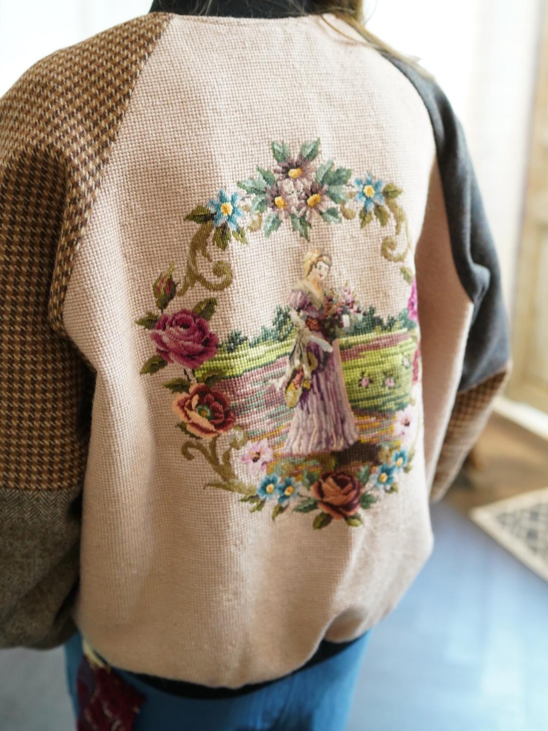 Unlogical Poem Velvet Embroidery Patchwork Woolen Souvenir Jacket