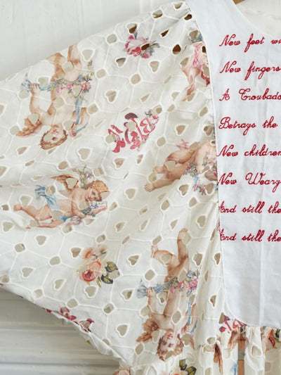 Unlogical Poem Angel Print  Poetic Verse Embroidery Cotton Dress