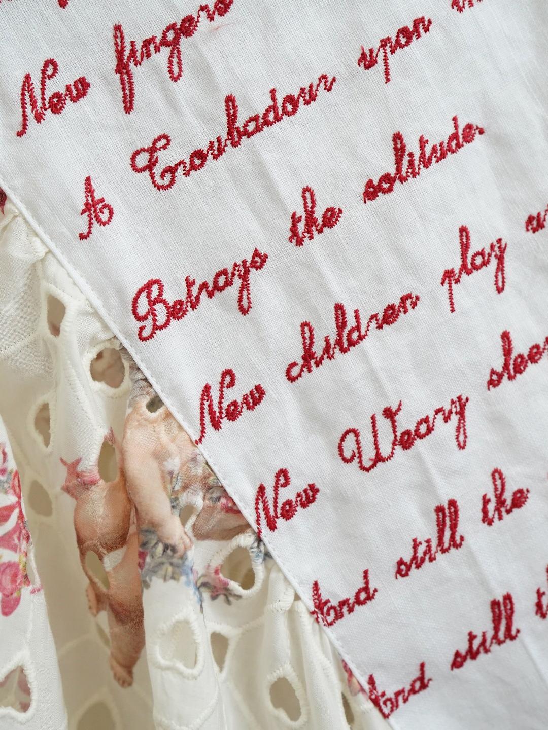 Unlogical Poem Angel Print  Poetic Verse Embroidery Cotton Dress