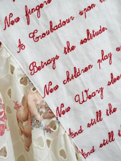 Unlogical Poem Angel Print  Poetic Verse Embroidery Cotton Dress