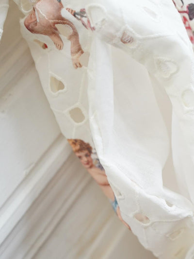 Unlogical Poem Angel Print  Poetic Verse Embroidery Cotton Dress