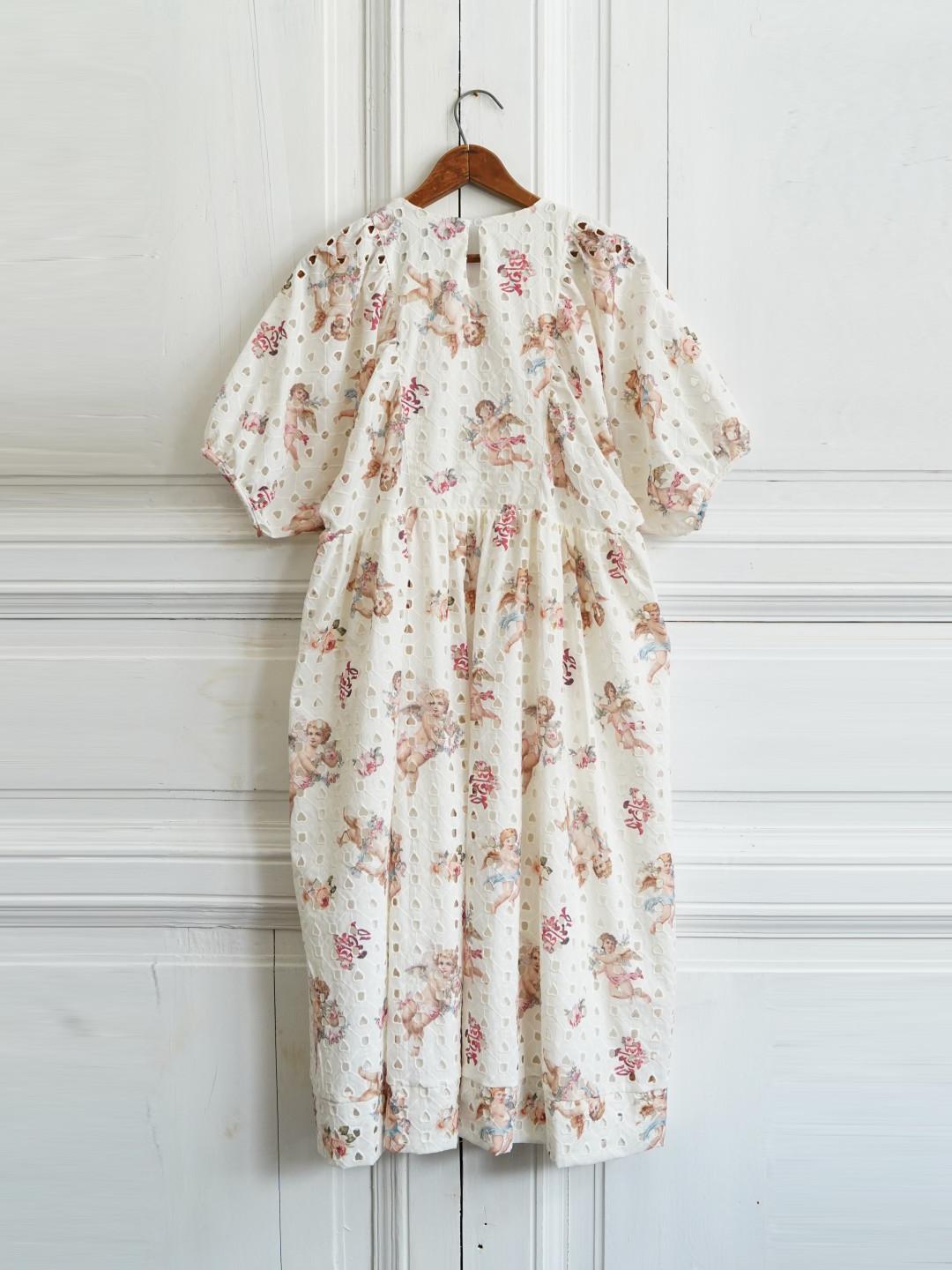Unlogical Poem Angel Print  Poetic Verse Embroidery Cotton Dress