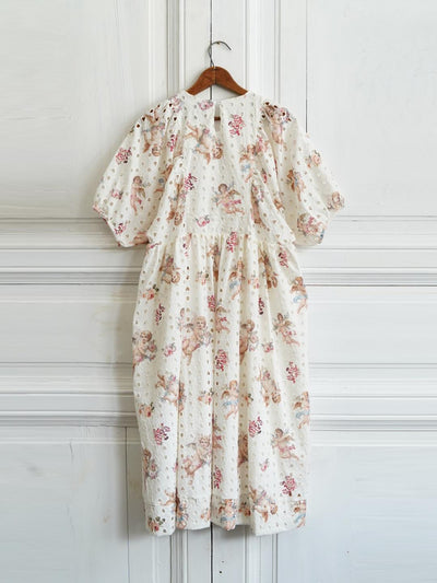 Unlogical Poem Angel Print  Poetic Verse Embroidery Cotton Dress