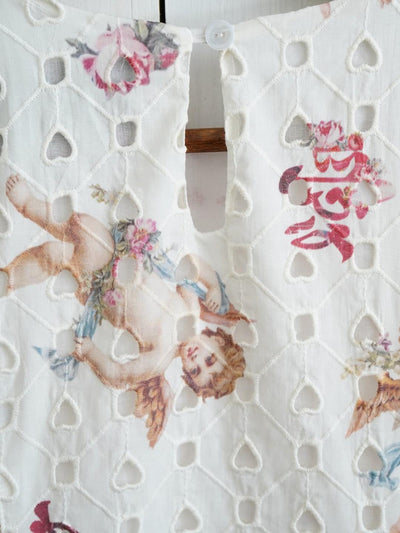 Unlogical Poem Angel Print  Poetic Verse Embroidery Cotton Dress