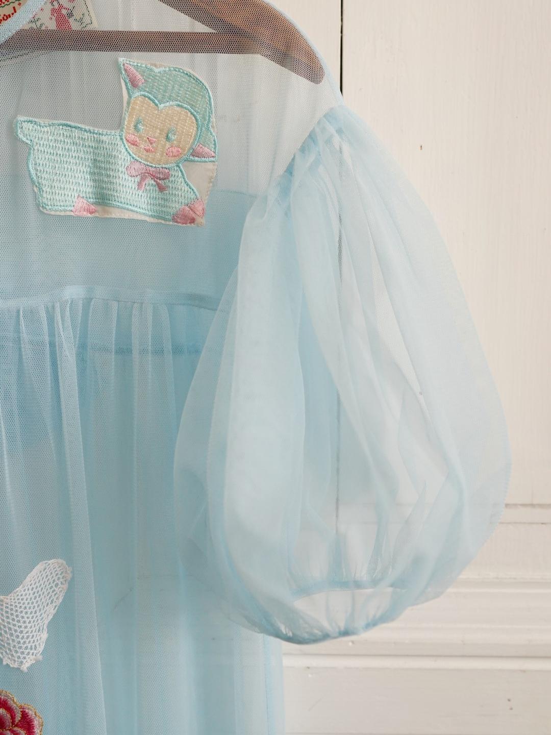 Unlogical Poem Vintage Dreamy Tulle Collage Embroidered Dress