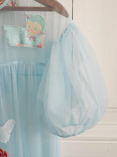 Unlogical Poem Vintage Dreamy Tulle Collage Embroidered Dress