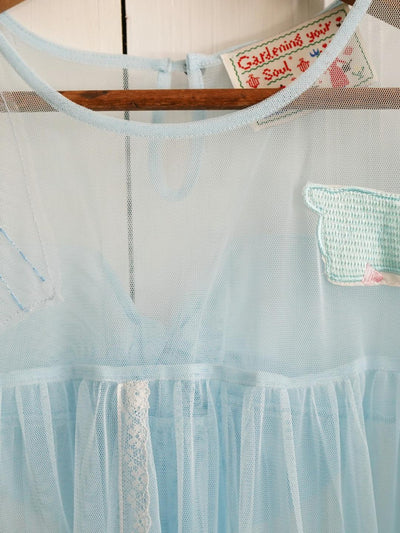 Unlogical Poem Vintage Dreamy Tulle Collage Embroidered Dress