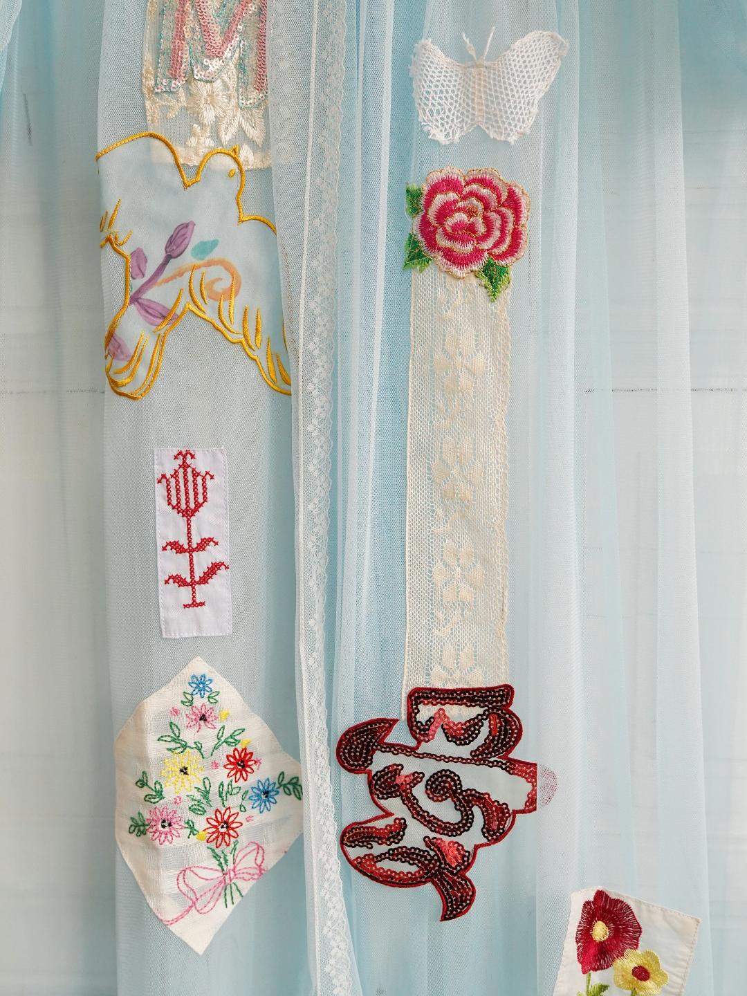 Unlogical Poem Vintage Dreamy Tulle Collage Embroidered Dress