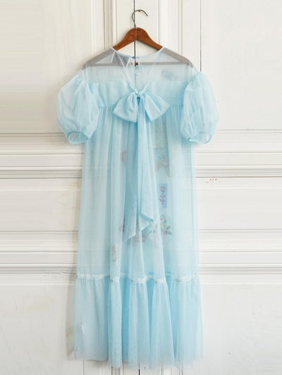 Unlogical Poem Vintage Dreamy Tulle Collage Embroidered Dress