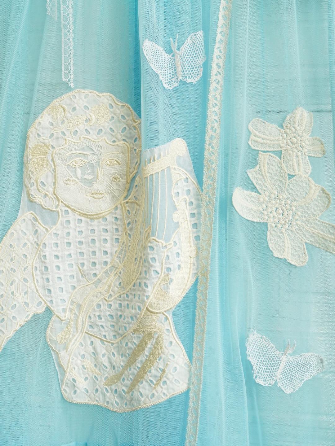 Unlogical Poem Vintage Dreamy Tulle Collage Embroidered Dress
