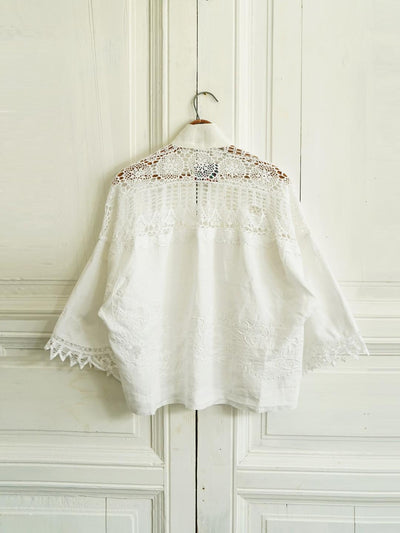 Unlogical Poem Heavily Embroidered Vintage-Style Cotton Fabric Kimono