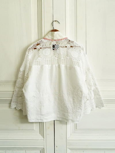 Unlogical Poem Heavily Embroidered Vintage-Style Cotton Fabric Kimono