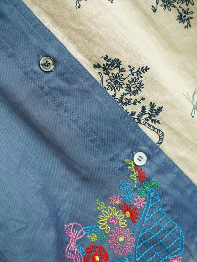 Unlogical Poem Cottage style Yellow and White Embroidery Linen Shirt Jacket