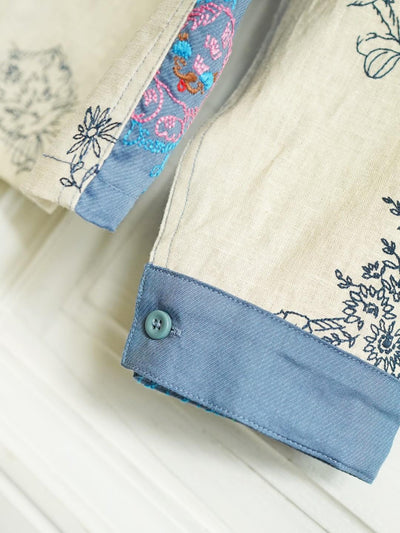 Unlogical Poem Cottage style Yellow and White Embroidery Linen Shirt Jacket