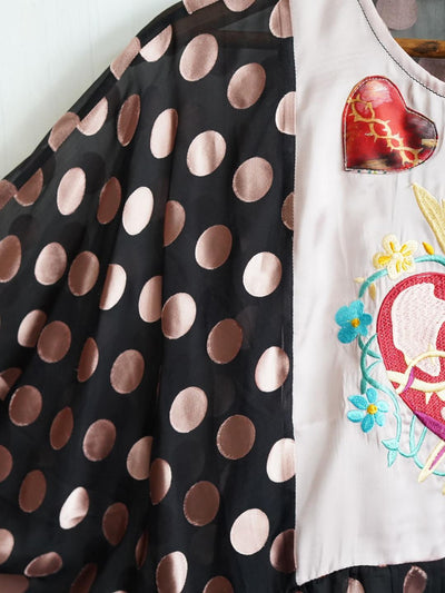 Unlogical Poem Vintage Sacred Heart Embroidered  Polka Dot Blouse