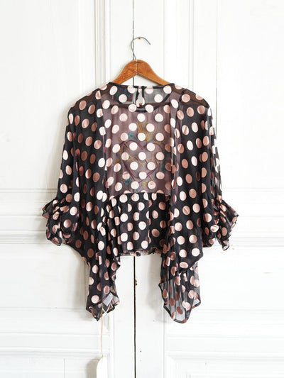 Unlogical Poem Vintage Sacred Heart Embroidered  Polka Dot Blouse