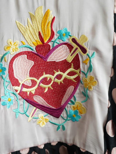 Unlogical Poem Vintage Sacred Heart Embroidered  Polka Dot Blouse