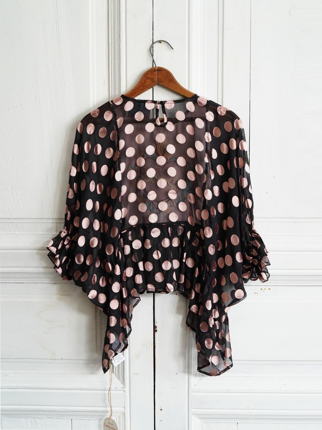 Unlogical Poem Vintage Sacred Heart Embroidered  Polka Dot Blouse