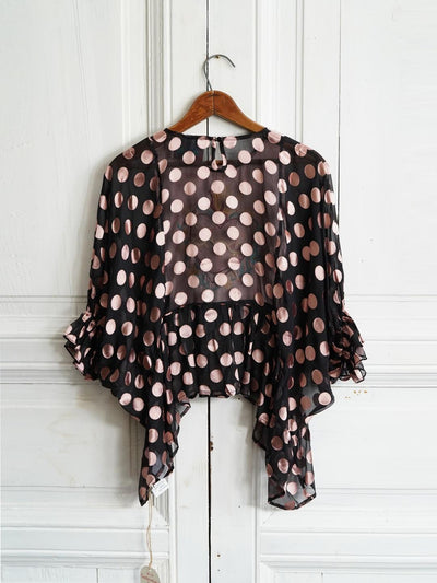 Unlogical Poem Vintage Sacred Heart Embroidered  Polka Dot Blouse